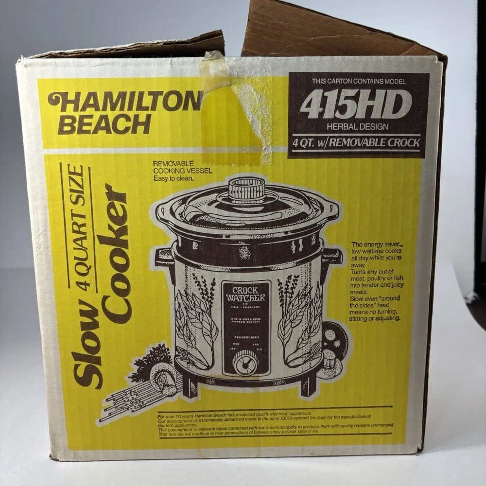 Hamilton‎ Beach 415HD Slow Cooker 4Qt Herb Garden Vintage Removable Crock